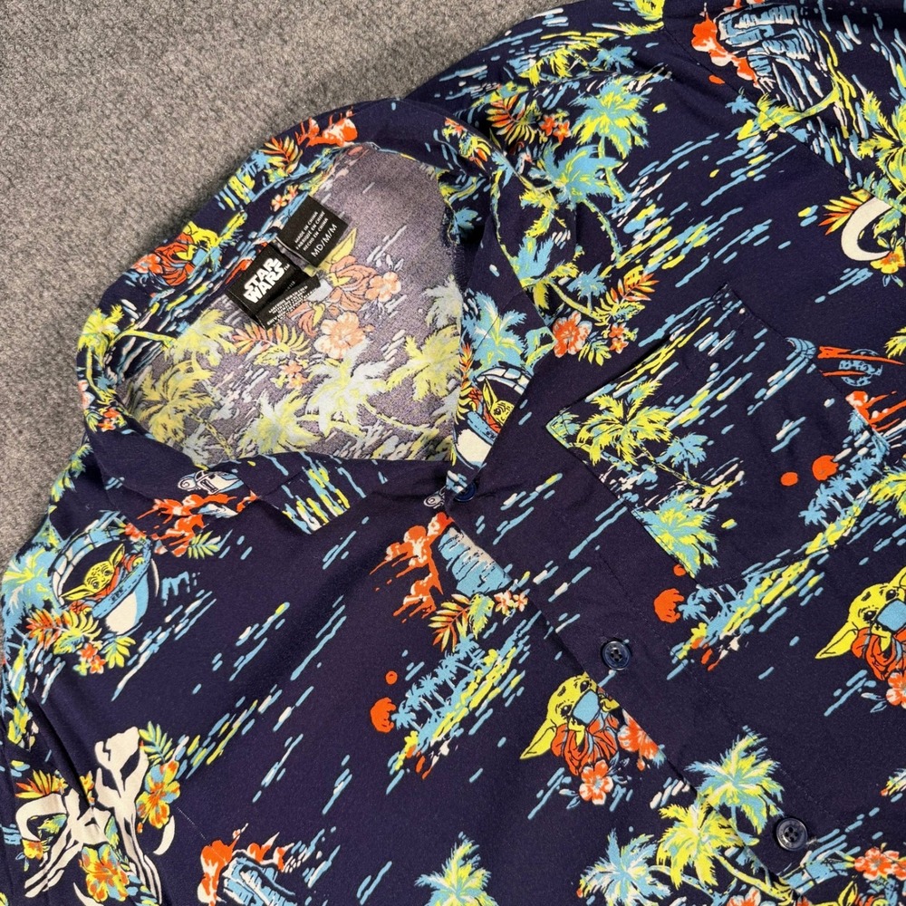 Star Wars Mandalorian Grogu Baby Yoda Tropical Button Down Shirt Mens MD #4435